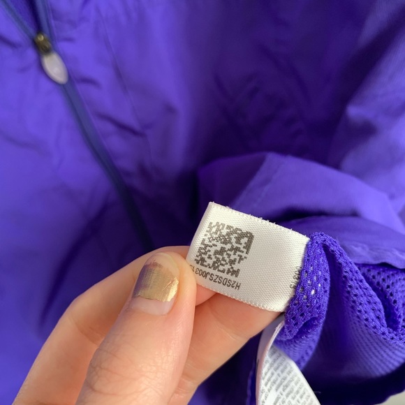 Adidas Womens Purple/Black Stripe Zip-Up Windbreaker Track Jacket Size S - Picture 13 of 14